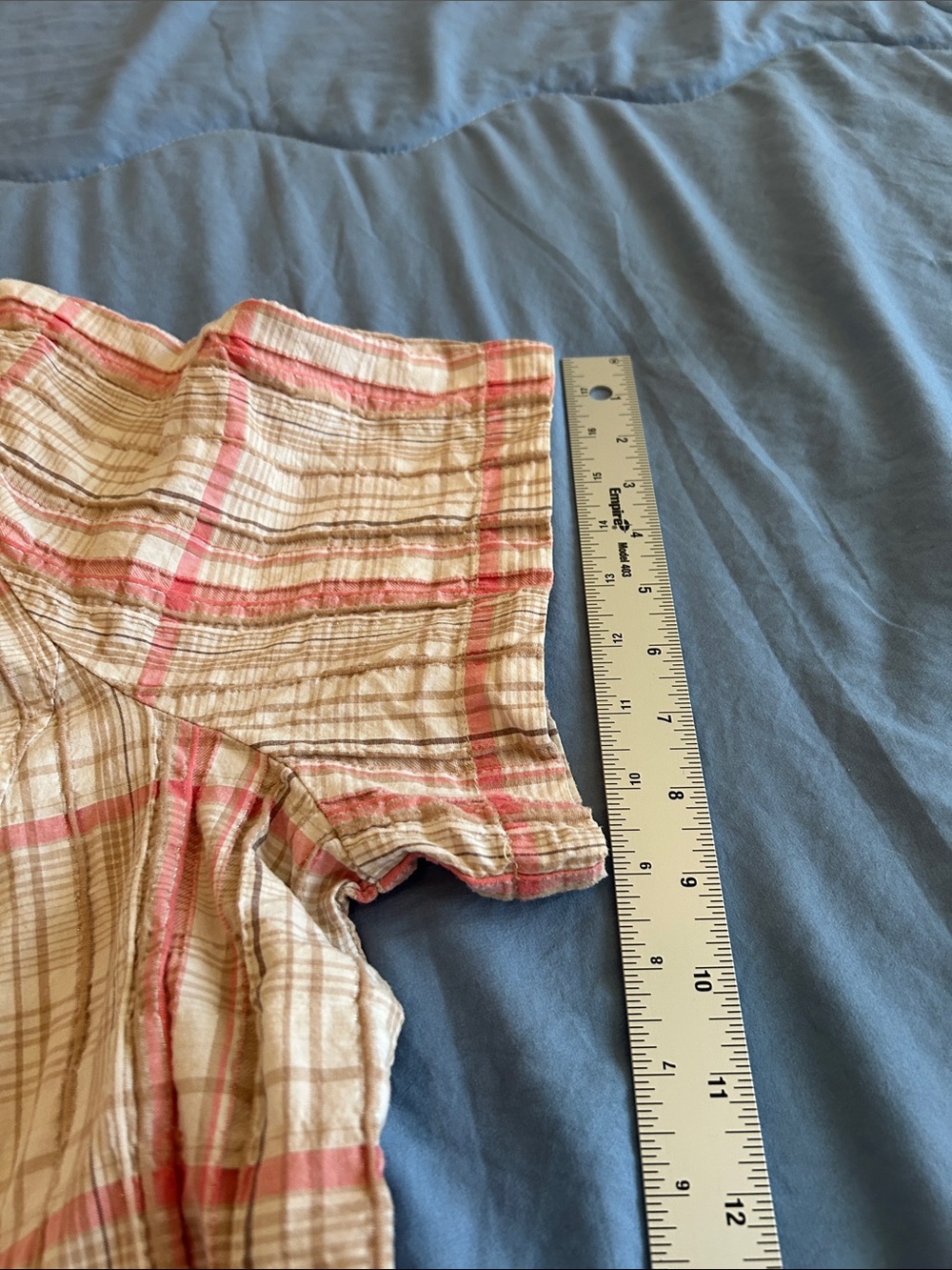CJ Banks Lightweight Plaid Button-Up Shirt in Cream & Pink 3X - Picture 11 of 11